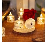 3 Pack LED Tea Light Candles, Flameless Tea Light Candles Battery Operated, Realistic and Bright Crystal Flameless Candle Light, Battery Operated Tea Lights for Christmas Party Decoration (S)