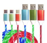 3 Pack Led USB C Charging Cable Light Up Type C Charger LED Light Up Fast USB-C to USB-A Charge Cord Compatible with Samsung Galaxy S23 S22 S21 S10 S9 Plus Note 20 10 Pixel(6.6FT,Blue Red Green)