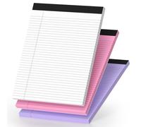 3 Pack Legal Pads 8.5 x 11 College Ruled Colored Note Pads 8.5" x 11" Lined Paper Chipboard-Backed Notepad with Micro-Perforated Notebook Paper for Office & School Supplies 50 Sheets/Pad