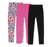 3 Pack Leggings for Girls-Cloud-Like Soft,Ankle Length High Waisted Stretchy Tight Pants for Kids Workout Running Athletic (UK, Age, 9 Years, 10 Years, Slim, Black&Pink&Leopard)