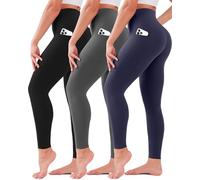 3 Pack Leggings for Women High Waisted No See-Through Tummy Control Soft Yoga Pants Womens Workout Athletic Running Leggings, 02 Black/Grey/Navy, Small / Medium