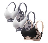 3 Pack Lifting Anti-Sagging Bra for Older Women Bras for Sagging Breasts | Stretch-Super Gather Wireless Push-Up Bras Comfortable Full Coverage Ladies V Neck Padded Non Wired Seamless Sports Bralettes