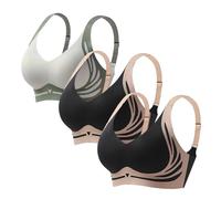 3 Pack Lifting Anti-Sagging Bra for Older Women Bras for Sagging Breasts Stretch-Super Gather Wireless Push-Up Bras Comfortable Full Coverage Ladies V Neck Padded Non Wired Seamless Sports Bralettes