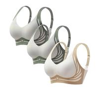 3 Pack Lifting Anti-Sagging Bra For Older Women Bras For Sagging Breasts Stretch-Super Gather Wireless Push-Up Bras Comfortable Full Coverage Ladies V Neck Padded Non Wired Seamless Sports Bralettes
