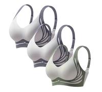 3 Pack Lifting Anti-Sagging Bra For Older Women Bras For Sagging Breasts Stretch-Super Gather Wireless Push-Up Bras Comfortable Full Coverage Ladies V Neck Padded Non Wired Seamless Sports Bralettes