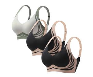 3 Pack Lifting Anti-Sagging Bra for Older Women Bras for Sagging Breasts | Stretch-Super Gather Wireless Push-Up Bras Comfortable Full Coverage Ladies V Neck Padded Non Wired Seamless Sports Bralettes