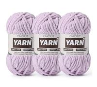 3 Pack Light Purple Fluffy Chunky Chenille Crochet Yarn, Baby Yarn for Crocheting Soft Blanket, Bulky Velvet Yarn (100g/54.8yds Each), Plush Amigurumi Yarn for Knitting Crafts, Scarves, Puzzle