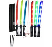 (3 Pack) Light-Up Ninja Swords w/Case Flashing LED Katana Long Toy Sticks Glow Samurai Spy Party Espada