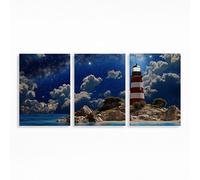 3 Pack Lighthouse Diamond Art Kits Adults, 5D Starry Sky Diamond Painting Full Drill Kits 18 x 12in Rhinestone Paint by Numbers, Crystal Art Embroidery Cross Stitch, Gifts for Women PZSH-3486