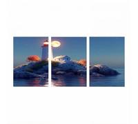 3 Pack Lighthouse Diamond Painting kit with Diamond Art Accessories, Rhinestones Crystal Art Paint by Numbers 20x30inx3Pack, DIY Triptych Canvas Painting for Wall Artwork for Room Decor Moon Model4273