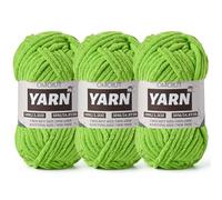 3 Pack Lime Green Fluffy Chunky Chenille Crochet Yarn, Baby Yarn for Crocheting Soft Blanket, Bulky Velvet Yarn (100g/54.8yds Each), Plush Amigurumi Yarn for Knitting Crafts, Scarves, Puzzle