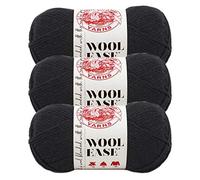 (3 Pack) Lion Brand Yarn 620-153 Wool-Ease Yarn, Black | Classic Worsted Weight Wool Acrylic Blend Knit & Crochet Fiber for Warm Blankets, Cozy Sweaters, Fall & Winter Hats