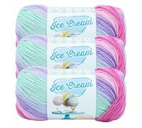 (3 Pack) Lion Brand Yarn Ice Cream Baby Yarn, Ube