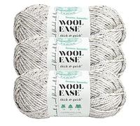 (3 Pack) Lion Brand Yarn Wool-Ease Thick & Quick Bonus Bundle Bulky Yarn, Grey Marble