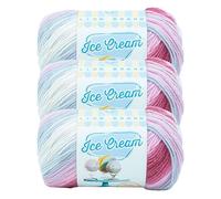 (3 Pack) Lion Brand YarnIce Cream Baby Yarn, Cherries Jubilee