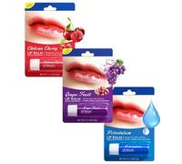 3-Pack Lip Balm Set - Grape, Cherry and Moisturising - Long-Lasting Moisture Without Stickiness - Lip Care for Autumn/Winter Moisture Hydration, Personal Use & Teenage Girl Gifts