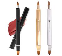 3 Pack Lip Brush for Lipstick Makeup Brushes Double-Ended Retractable Lip Brush with Cap Dustproof Lipstick Brush for Lipstick Gloss Creams Portable with Cap(Black + Gold + Silver)