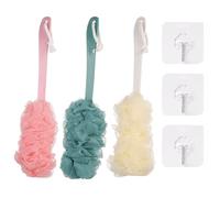 3 Pack Long Handle Bath Brush for Shower, Loofah Body Back Scrubbe | Soft Nylon Mesh Sponge, Fit for Sensitive and All Kinds of Skin, Clean Sanitary