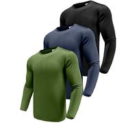 3 Pack Long Sleeve Shirts for Men, Quick Dry Moisture Wicking Shirts, Mens Long Sleeve Tee Shirts Workout Athletic Tee Shirts Black/Navy/Green-3P04-2XL