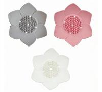 3-Pack Lotus Flower Aromatherapy Shower Steamer Holder & Non-Slip Soap Dish, Water Draining Silicone Tray for Bathroom Spa Accessories in Pink, White, Grey