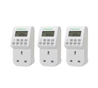 (3 Pack) Lowenergie 7 Day Programmable Digital Plug-in Electronic Timer Socket 12-24 Hour