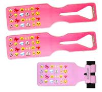 3 Pack Luggage Tags (25+ Designs) Suitcase Labels Men Women Boys Girls Name Tag - NO Strings Secure Loop - Social Media Address ID Card Travel Hand Bag Backpack Rucksack (3X Pink Smiley Tags)