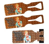 3 Pack Luggage Tags (25+ Designs) Suitcase Labels Men Women Boys Girls Name Tag - NO Strings Secure Loop - Social Media Address ID Card Travel Hand Bag Backpack Rucksack (3X Chocolate Tags)