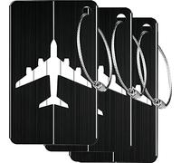 3 Pack Luggage Tags Suitcase Tags Aluminium Metal Luggage Labels with Name ID Card to Quickly Spot Travel Bags & Suitcases