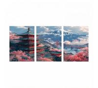 3 Pack Luminescence Bridge Paint by Numbers Kit for Adults Japanese Architecture Craft Kits with Brushe Glowing Acrylic Paint Set Canvas for Painting 16 x 24In*3 Wall Art Gifts for Women JLYH-1718
