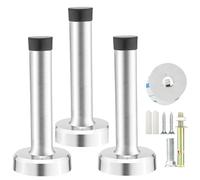3 Pack M JINGMEI Rubber Door Stoppers, Self Adhesive Wall Mounted Silver/95mm