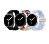 3 Pack Magnetic Braided Band for Samsung Galaxy Watch 8 40mm 44mm, Galaxy Watch8 Classic 46mm, One Click No Gap Elastic Stretchy Nylon Fabric Sport Strap for Women Men