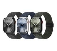 3 Pack Magnetic Braided Nylon Stretchy Band for Apple Watch Bands Women Men | Fabric Woven Band Compatible with iWatch Series 12 11 10 9 8 SE 7 6 5 Ultra 4/3/2/1 38mm 40mm 41mm 42mm 44mm 45mm 46mm 49mm