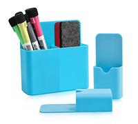 3 Pack Magnetic Pencil Holder, Magnetic Dry Erase Marker Holder, Pen and Eraser Holder for Whiteboard, Magnet Pencil Cup Storage Organizer for Office, Refrigerator, Locker and Metal Cabinets(Blue)