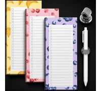 3 Pack Magnetic Shopping List Pad for Fridge, 150 Sheets To Do List Pad | Magnetic Notepad for Fridge with Pen & Loop, Cute Fruit Design, Grocery Notepad for Refrigerator & Filing Cabinet 8.2 x 3.5in