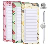 3 Pack Magnetic Shopping List Pad for Fridge with Magnetic Pen Holder & Pen 150 Sheets Fruit Theme Magnetic Notepad for Fridge To Do List Tear Off Wish List Pad for Shopping Refrigerator Cabinet