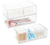 3 Pack Makeup Drawer Organiser, 3 Compartment Stackable Clear Organisers, Transparent Make Up Storage Drawers Boxes, Small Cosmetic Organizer Container for Mirror Cabinet, Dressing Table,Desk,Bathroom