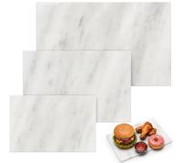3 Pack Marble Chopping Boards, Different Sizes Marble Serving Tray Platter, Rectangular Kitchen Cutting Boards Worktop Saver for Meat Vegetables Cheese Bread Cake (White)
