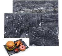 3 Pack Marble Chopping Boards, Different Sizes Marble Serving Tray Platter, Rectangular Kitchen Cutting Boards Worktop Saver for Meat Vegetables Cheese Bread Cake (Black)