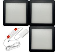 (3 Lights & Driver) MATT BLACK Slim Square Under Cabinet Down Light & Driver Kit - Warm White LED