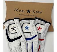 3 Pack Max Star Mens Golf Gloves Super Soft All Weather with Cooling Lycra finger and knuckle inserts and palm insert for improved grip and strength (M)