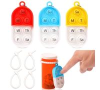 3 Pack Medication Tracker and Reminder with Ties Reusable Daily Pill Tracker Portable Pill Bottle Tracker with Button 7 Day Memory Aid Medication Dose Silicon Pill Reminder for The Elderly (3)