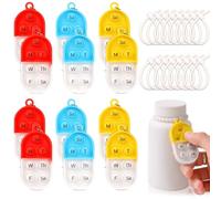 3 Pack Medication Tracker and Reminder with Ties Reusable Daily Pill Tracker Portable Pill Bottle Tracker with Button 7 Day Memory Aid Medication Dose Silicon Pill Reminder for The Elderly (12)