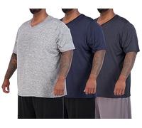 3 Pack Men's Big & Tall Dry Fit V Neck T Shirts Athletic Workout Gym Tees, Set 2, 3X