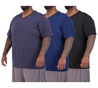 3 Pack Men's Big & Tall Dry Fit V Neck T Shirts Athletic Workout Gym Tees, Set 6, 3X Tall