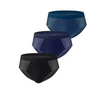 3 Pack Mens Briefs Multipack Ice Silk Mesh Underwear Low Rise Tagless Brief Moisture Wicking Designer Underpants Hipster Briefs with Pouch Sexy Underwear for Men L-4XL