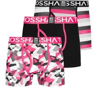 3 Pack Mens Crosshatch Boxers Designer Multiple Shorts Underwear Trunks Gift Set, Crystaline - Fuchsia, S