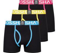 3 Pack Mens Crosshatch Boxers Designer Multiple Shorts Underwear Trunks Gift Set, Trioglow - Black, L