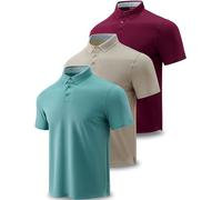 3-Pack Mens Golf Shirt Performance Sport Short Sleeve Moisture Wicking Dry Fit Golf Polo Active Shirts for Men, Khaki/Maroon/Light Green, XXL