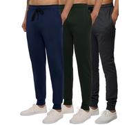 3 Pack: Mens Joggers Trousers Sweatpants Tracksuit Jogging Football Fleece Active Sports Athletic Training Track Gym Running Slim Fit Tapered Casual Jogger French Terry Pockets Bottoms,Set 1,XL