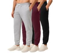 3 Pack: Mens Joggers Trousers Sweatpants Tracksuit Jogging Football Fleece Active Sports Athletic Training Track Gym Running Slim Fit Tapered Casual Jogger French Terry Pockets Bottoms,Set 2,XXL